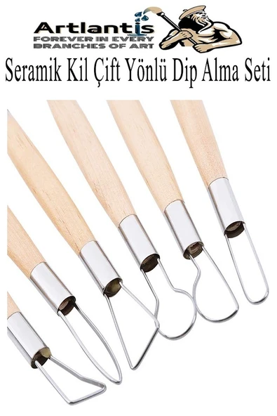 Seramik Kil Çömlek Çift Yönlü Dip Alma Seti 6 Parça 1 Paket Polimer Kil Oyma Seti Ebeşuar Yuvarlak Telli Heykel Balmumu - 2
