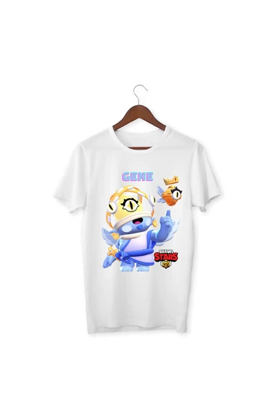 Brawl Stars Gene Çocuk Yetişkin Beyaz T-shirt Unisex Çocuk Tişört