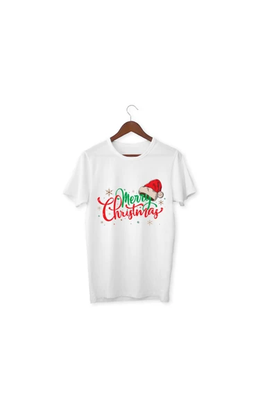 Merry Christmas Tişört Çocuk Yetişkin Beyaz T-shirt Unisex 2025 Temalı T-shirt