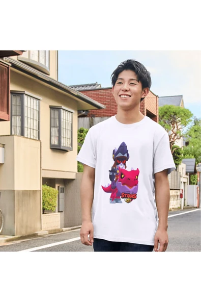 Brawl Stars Draco Tişört Çocuk Tişört Brawl Stars Draco Beyaz T-shirt Yetişkin Çocuk - 2