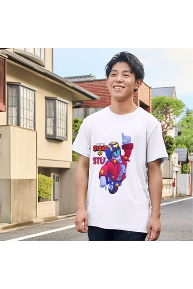 Brawl Stars Stu Çocuk Yetişkin Beyaz T-shirt Unisex Çocuk Tişört