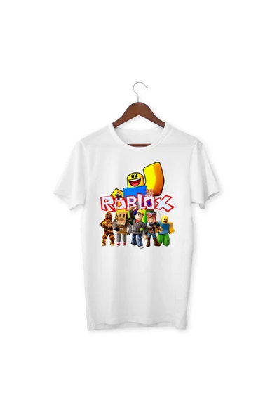 Roblox Tişört Çocuk Yetişkin Beyaz T-shirt Unisex Çocuk Tişört