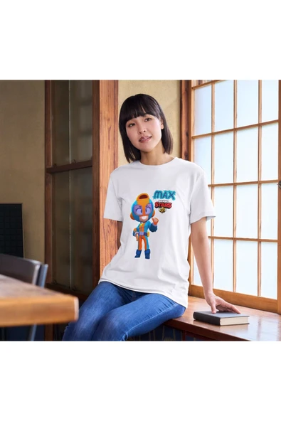 Brawl Stars Max Çocuk Yetişkin Beyaz T-shirt Unisex Çocuk Tişört - Resim 2