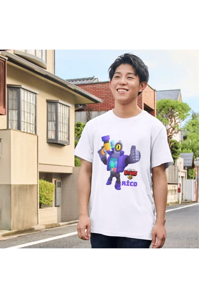 Brawl Stars Rico Çocuk Yetişkin Beyaz T-shirt Unisex Çocuk Tişört - 2