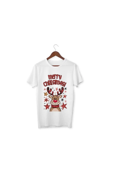 Yeni Yıl Tişört Noel T-shirt Çocuk Yetişkin Beyaz T-shirt Unisex 2025 Tişört