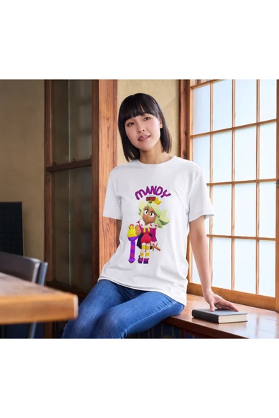 Brawl Stars Mandy Çocuk Yetişkin Beyaz T-shirt Unisex Çocuk Tişört - 2