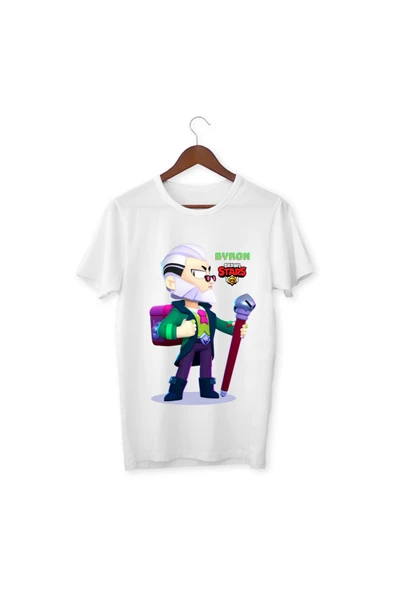 Brawl Stars Byron Çocuk Yetişkin Beyaz T-shirt Unisex Çocuk Tişört ürün görseli