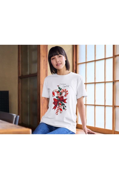 Yeni Yıl Tişört Merry Christmas T-shirt Çocuk Yetişkin Beyaz T-shirt Unisex Çocuk Tişört - Resim 2