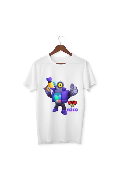 Brawl Stars Rico Çocuk Yetişkin Beyaz T-shirt Unisex Çocuk Tişört