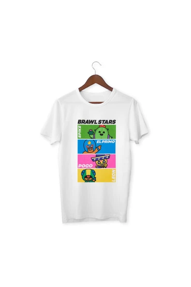 Brawl Stars Tişört Çocuk Yetişkin Beyaz T-shirt Unisex Çocuk Tişört