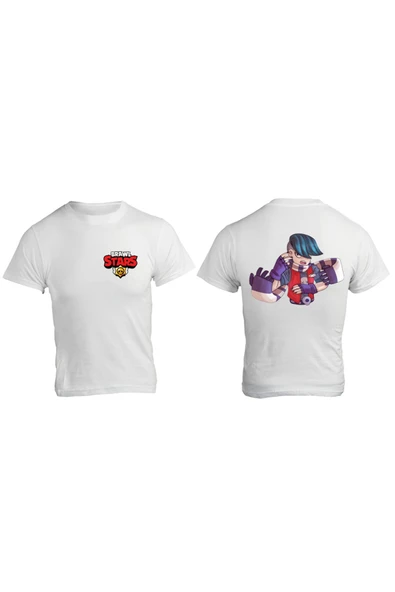 Brawl Stars Edgar Ön Arka Baskılı Çocuk Yetişkin Beyaz T-shirt Unisex Tişört