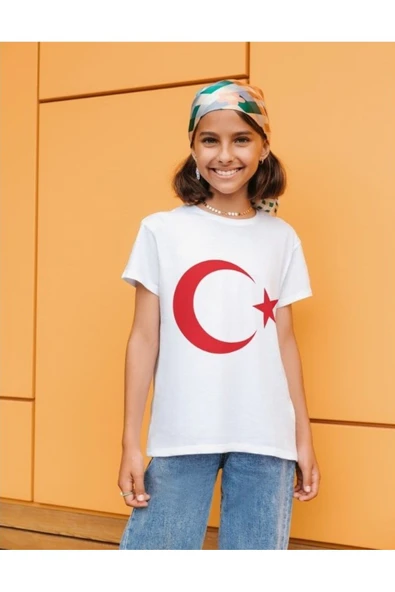 Ay Yıldız Tişört Türk Bayrağı Tişört 29 Ekim Ay Yıldız Baskılı Çocuk T-shirt - 2