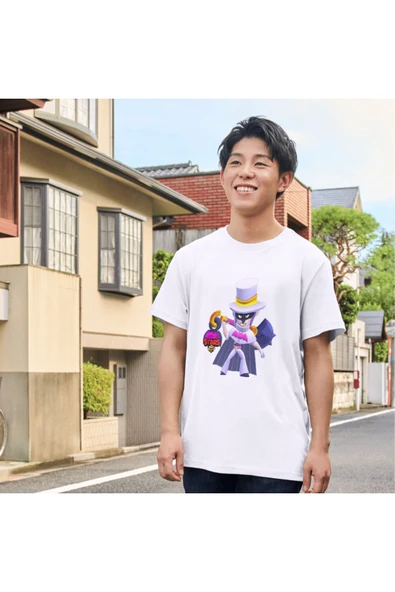 Brawl Stars Mortis Tişört Çocuk Tişört Brawl Stars Mortis Beyaz T-shirt Yetişkin Çocuk - Resim 2