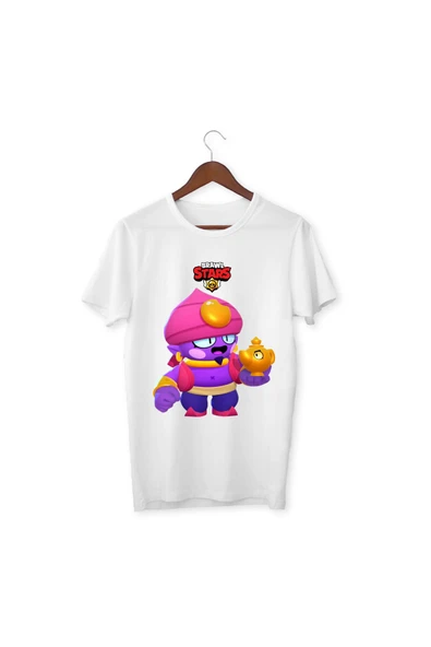 Brawl Stars Gene Çocuk Yetişkin Beyaz T-shirt Unisex Çocuk Tişört