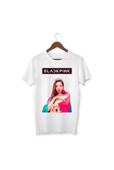 Blackpink - Jennie- Dijital Baskılı Çocuk Beyaz T-shirt - 1