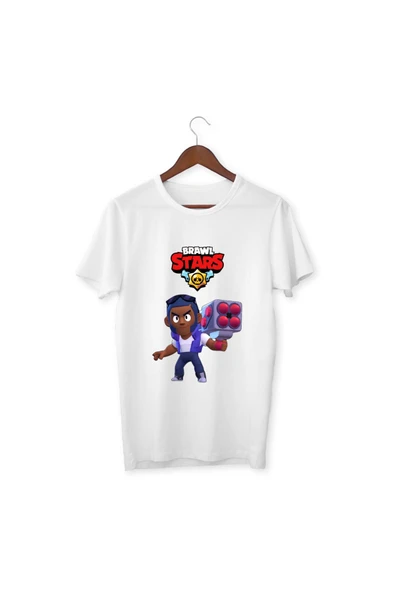 Brawl Stars Brock Tişört Çocuk Yetişkin Beyaz T-shirt Unisex Çocuk Tişört