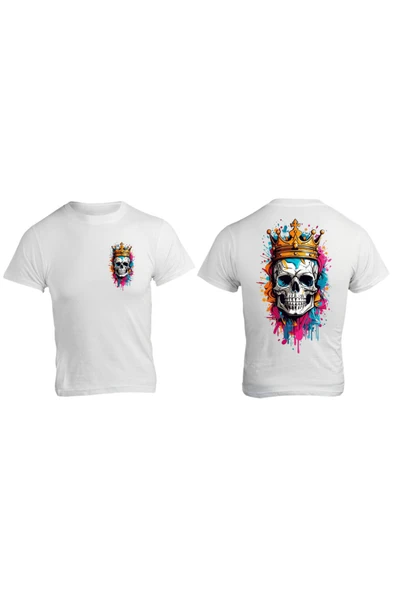 Kuru Kafa Tişört Ön Arka Baskılı Çocuk Yetişkin Beyaz T-shirt Unisex Çocuk ürün görseli