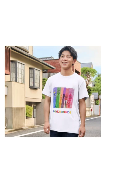 Rainbow Friends Temalı Tişört Rainbow Baskılı T-shirt Unisex - Resim 2