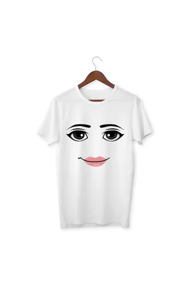 Roblox Women Face Tişört Beyaz Unisex Roblox Kadın Tişört Face Roblox T-shirt