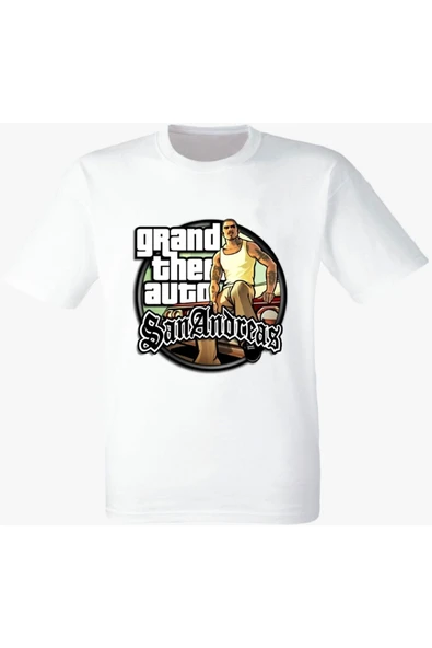 Gta San Andreas Baskılı Beyaz Tshirt - 1