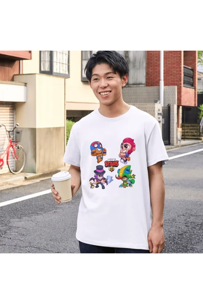 Brawl Stars Bayb Primo Colt Leon Mortis  Çocuk Yetişkin Beyaz T-shirt Unisex Tişört - 3