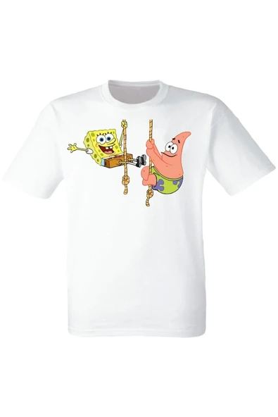 Sünger Bob Baskılı Beyaz Tişört