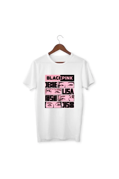 Blackpink Tişört Çocuk Yetişkin Beyaz T-shirt JENİE LİSA ROSE JİSOO Çocuk Black Pink ürün görseli