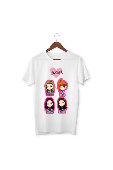 Blackpink Tişört Çocuk Yetişkin Beyaz T-shirt Unisex Çocuk Black Pink