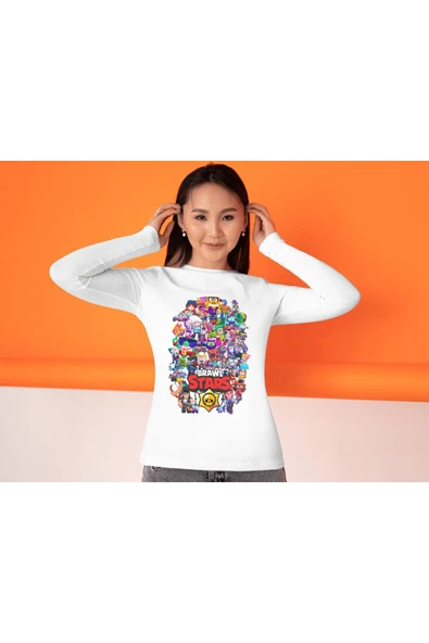 Brawl Stars Çocuk Uzun Kollu Yetişkin Beyaz T-shirt Unisex Çocuk Tişört - 3