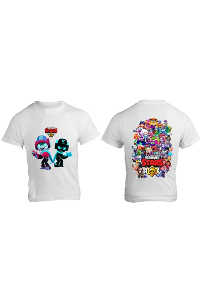 Brawl Stars Larry ile Lawrıe Tişört Çocuk Yetişkin Beyaz T-shirt Unisex Çocuk ürün görseli