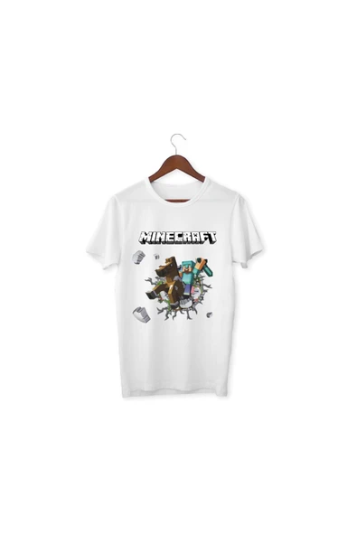 Minecraft Tişörtleri Hediye Minecraft T-shirt Unisex Beyaz Tişört ürün görseli