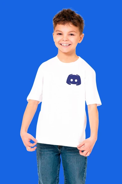 Discord Logo Baskılı Kısa Kollu Beyaz Gamer Tişört - 3