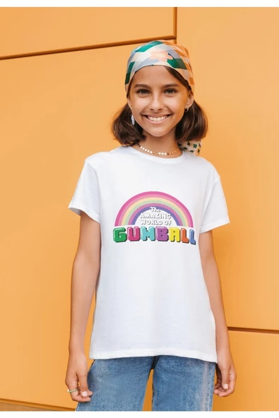 Gumball Dijital Baskılı Çocuk Beyaz Tişört ürün görseli