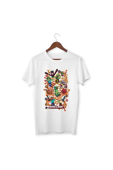 Minecraft Tişört Çocuk Yetişkin Beyaz T-shirt Unisex Çocuk T-shirt - 1