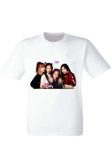 Black Pink Baskılı Beyaz Tshirt