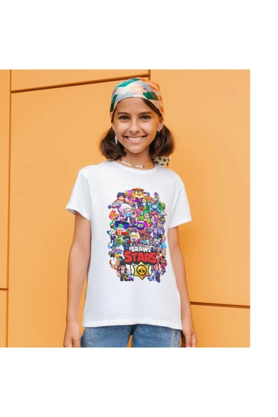 Brawl Stars Karakterler Çocuk Yetişkin Beyaz T-shirt Unisex Çocuk Tişört - 2