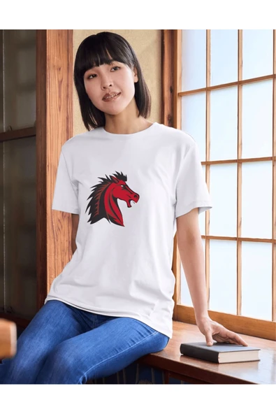 AT  visual  t-shirt , Kırmızı AT görselli 'tişört,  Çoçuk & Yetişkin T-shirt. - Resim 3