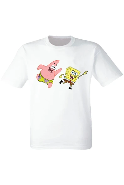 Sünger Bob Baskılı Beyaz Tişört - 1