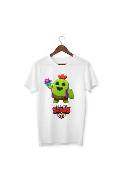 Brawl Stars Spike Çocuk Yetişkin Beyaz T-shirt Unisex Çocuk Tişört