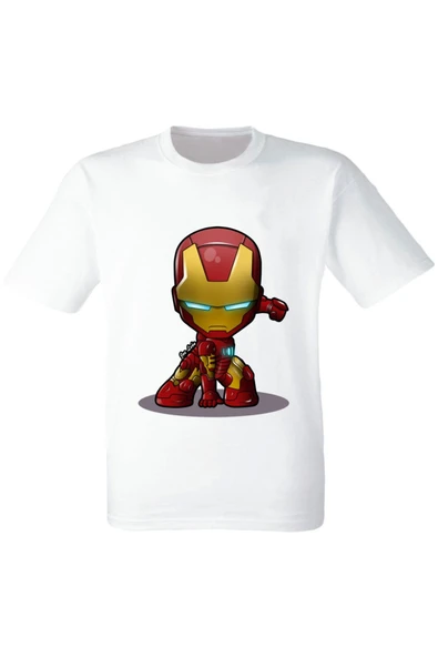 Iron Man Baskılı Beyaz Tişört ürün görseli