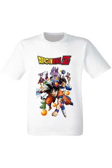 Çocuk Beyaz Anime Dragon Ball Baskılı Tişört