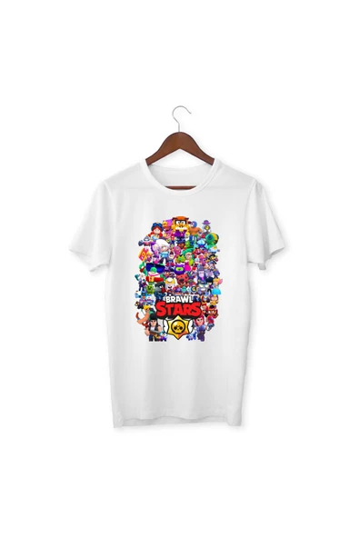 Brawl Stars Çocuk Yetişkin Beyaz T-shirt Ve Bardak Seti Unisex Çocuk Tişört - 3