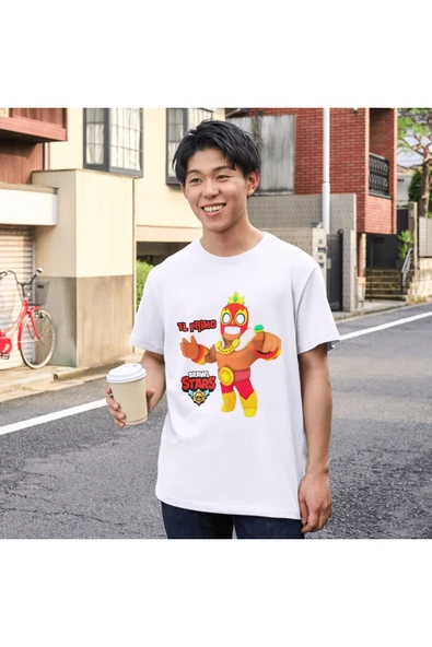 Brawl Stars El Primo Çocuk Yetişkin Beyaz T-shirt Unisex Çocuk Tişört El Primo - Resim 2