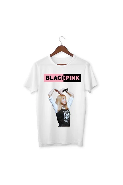 Lisa Black Pink Baskılı Beyaz Tshirt