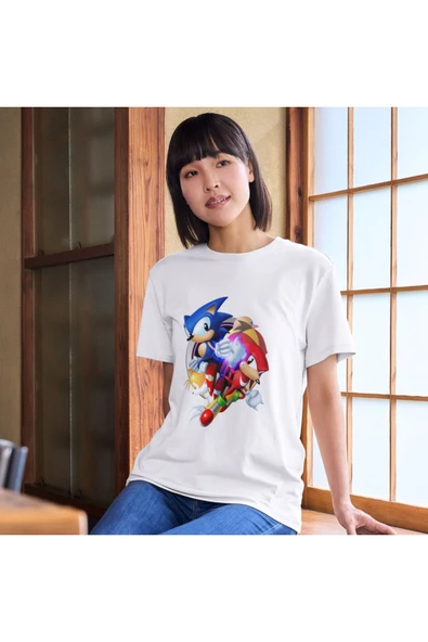 Sonic Tişörtleri Beyaz Unisex T-shirt Sonik Çocuk Yetişkin Tişört - 3