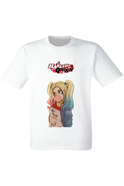 Harley Quinn Baskılı Beyaz Tişört ürün görseli