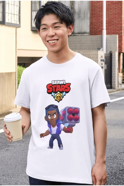 Brawl Stars Brock Tişört Çocuk Yetişkin Beyaz T-shirt Unisex Çocuk Tişört - 2