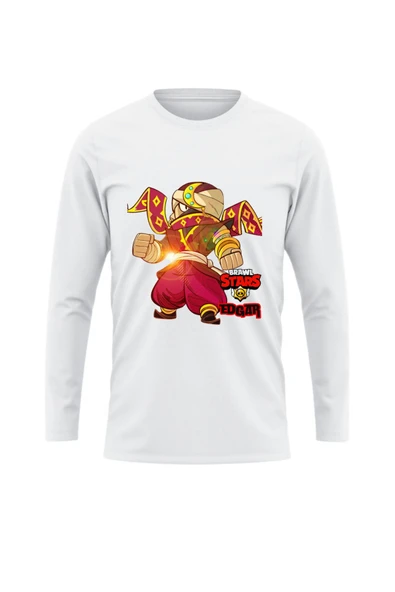 Brawl Stars Edgar Uzun Kollu Tişört Çocuk Yetişkin Beyaz T-shirt Unisex Çocuk Tişört