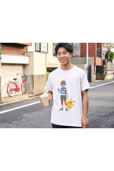 Pokemon Tişört Çocuk Yetişkin Beyaz T-shirt Pokemon Pikachu Baskılı Beyaz Tişört - 2