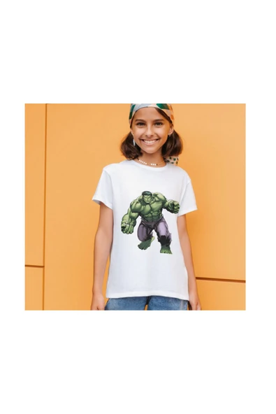 Hulk Tişört Hulk Baskılı Çocuk Yetişkin Beyaz Hulk T-shirt Unisex - 2